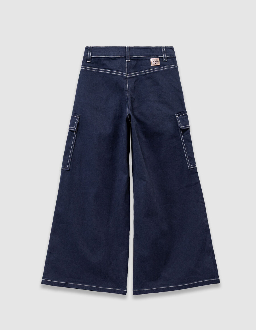 mädchen-jeans im cargo-stil mit weitem bein in marineblau