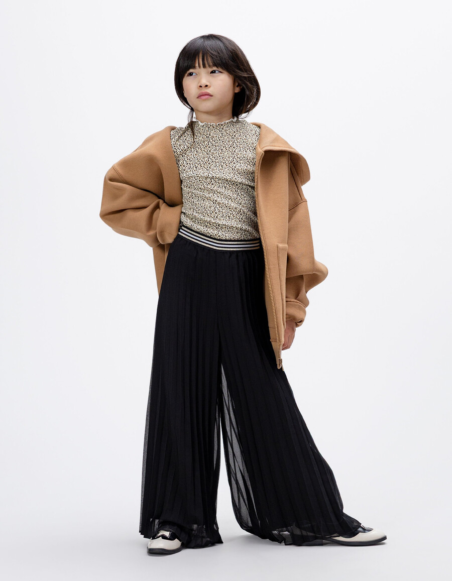 schwarze plissierte hose mit weitem bein für mädchen