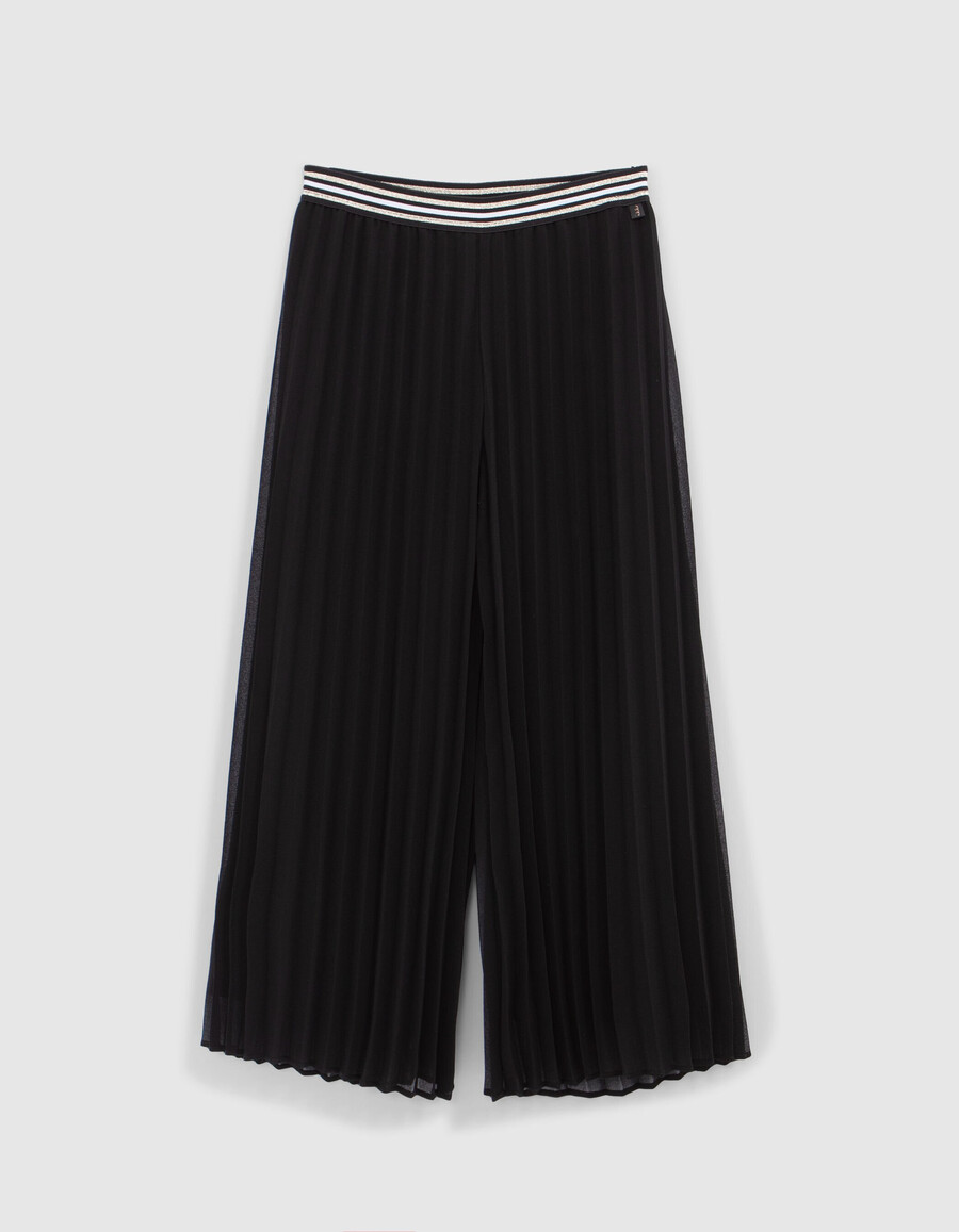 schwarze plissierte hose mit weitem bein für mädchen