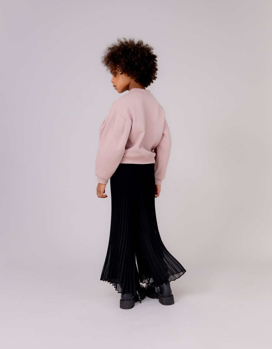 schwarze plissierte hose mit weitem bein für mädchen