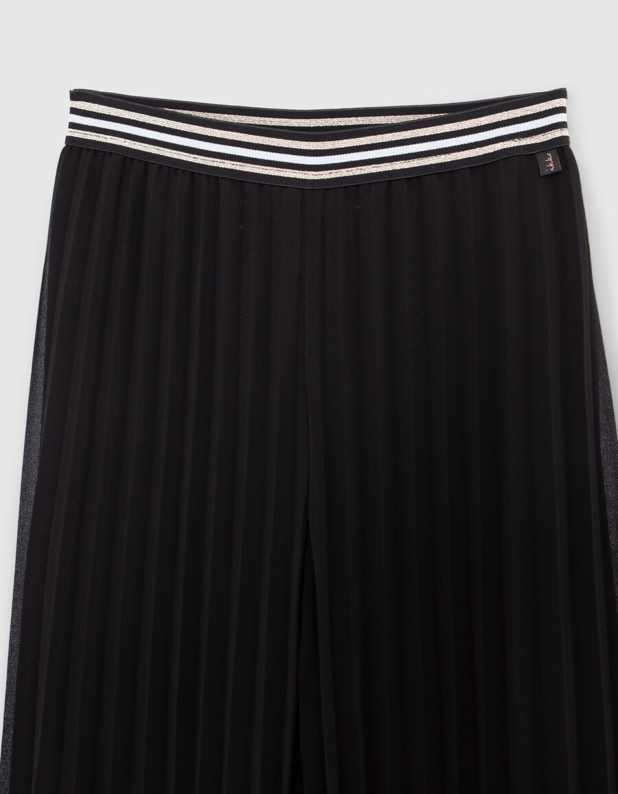 schwarze plissierte hose mit weitem bein für mädchen