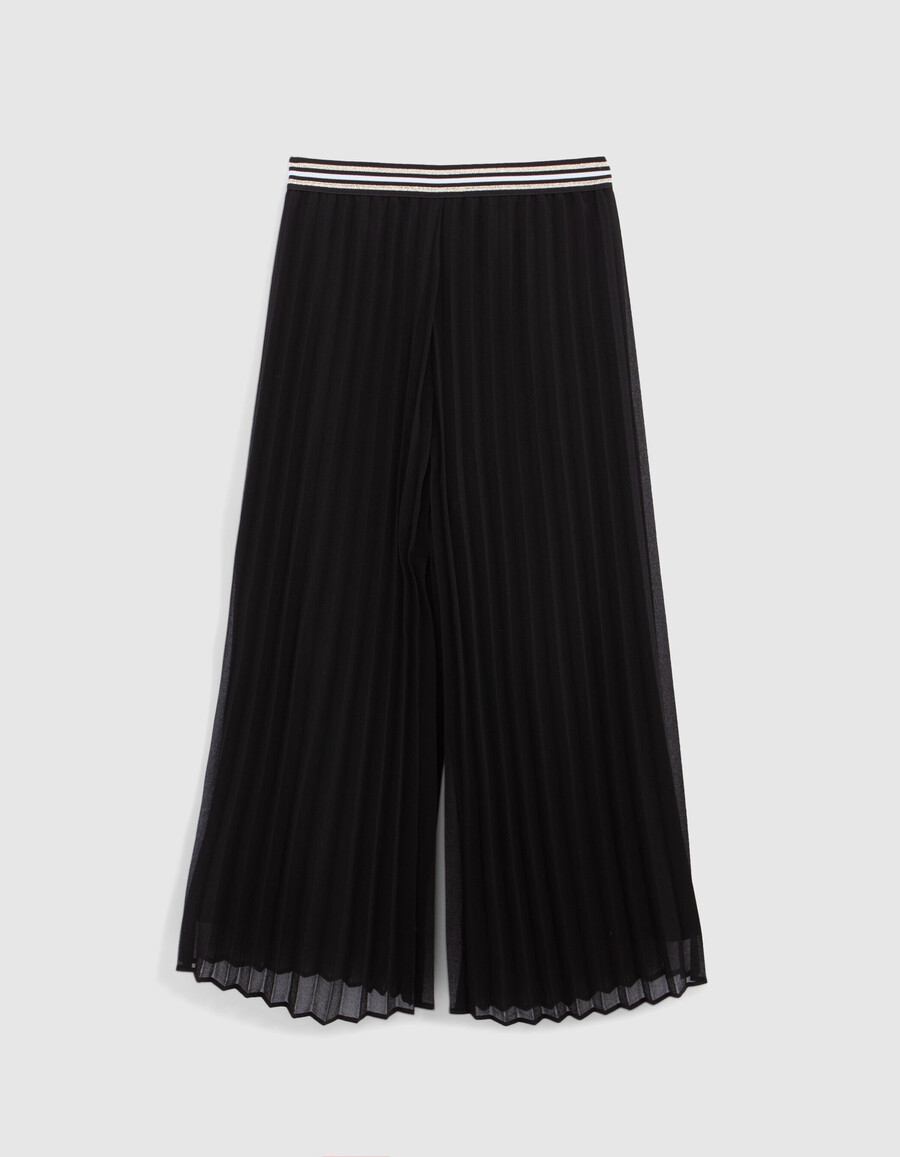 schwarze plissierte hose mit weitem bein für mädchen