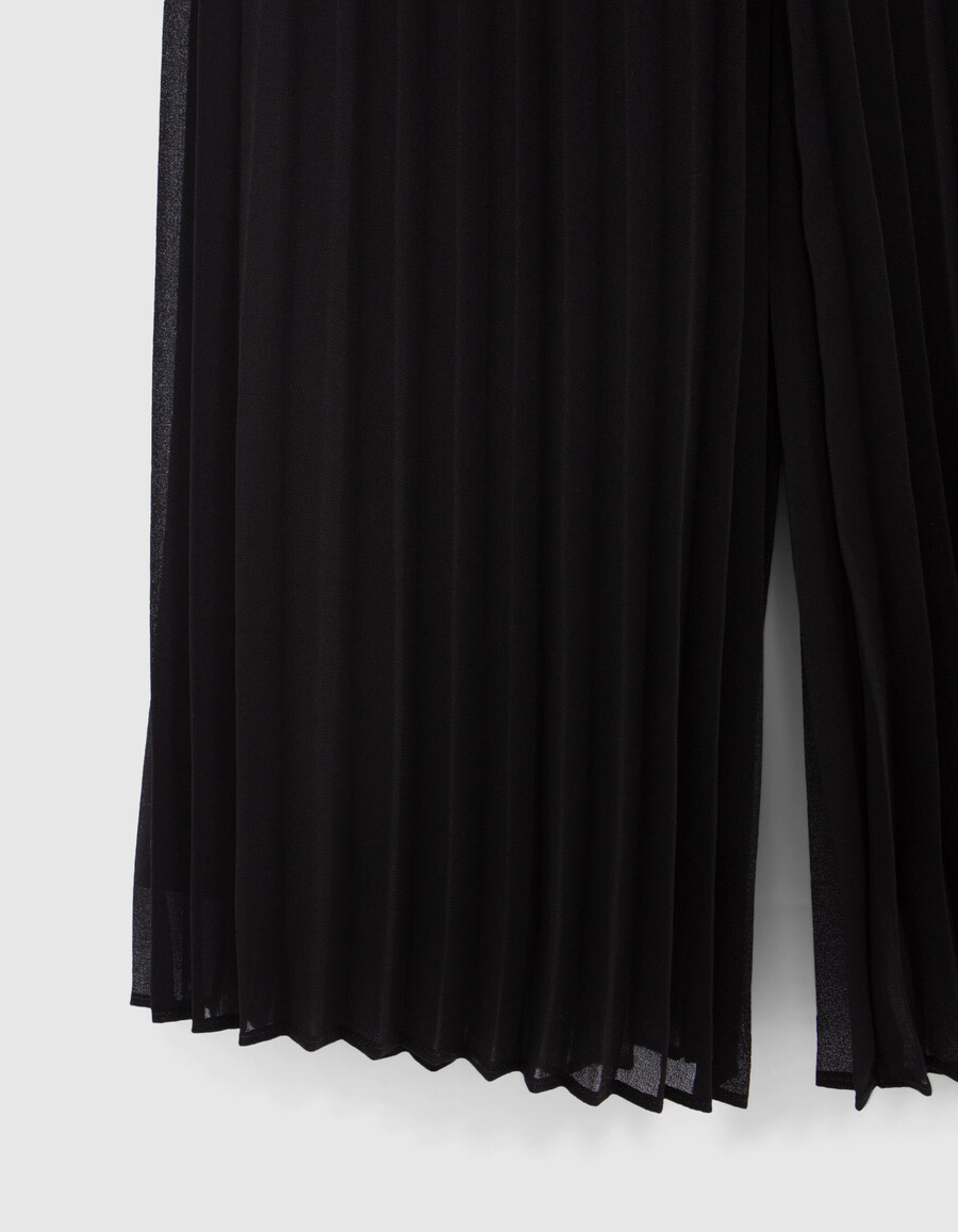 schwarze plissierte hose mit weitem bein für mädchen