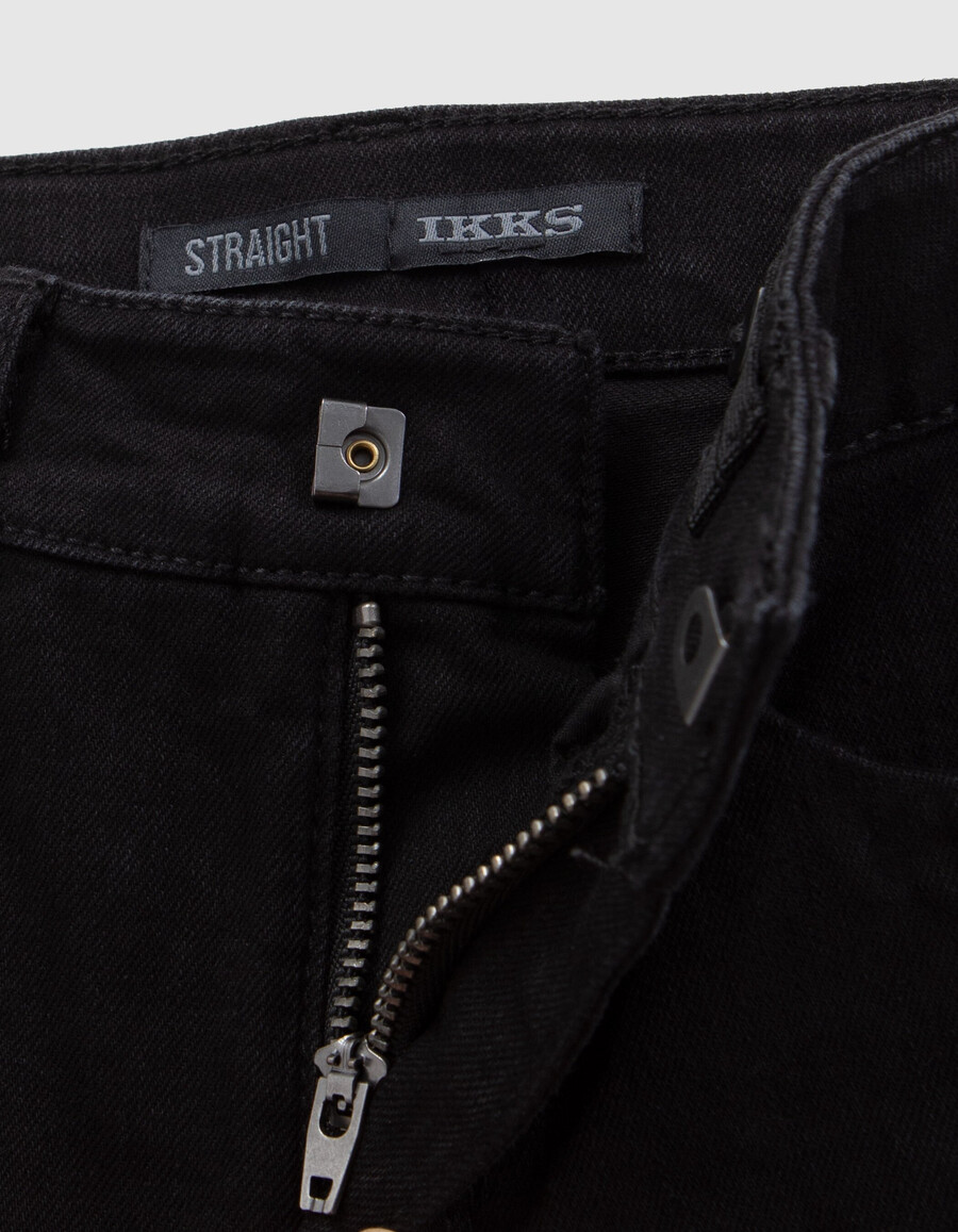 schwarze mit nieten besetzte cargo-jeans für mädchen mit geradem schnitt