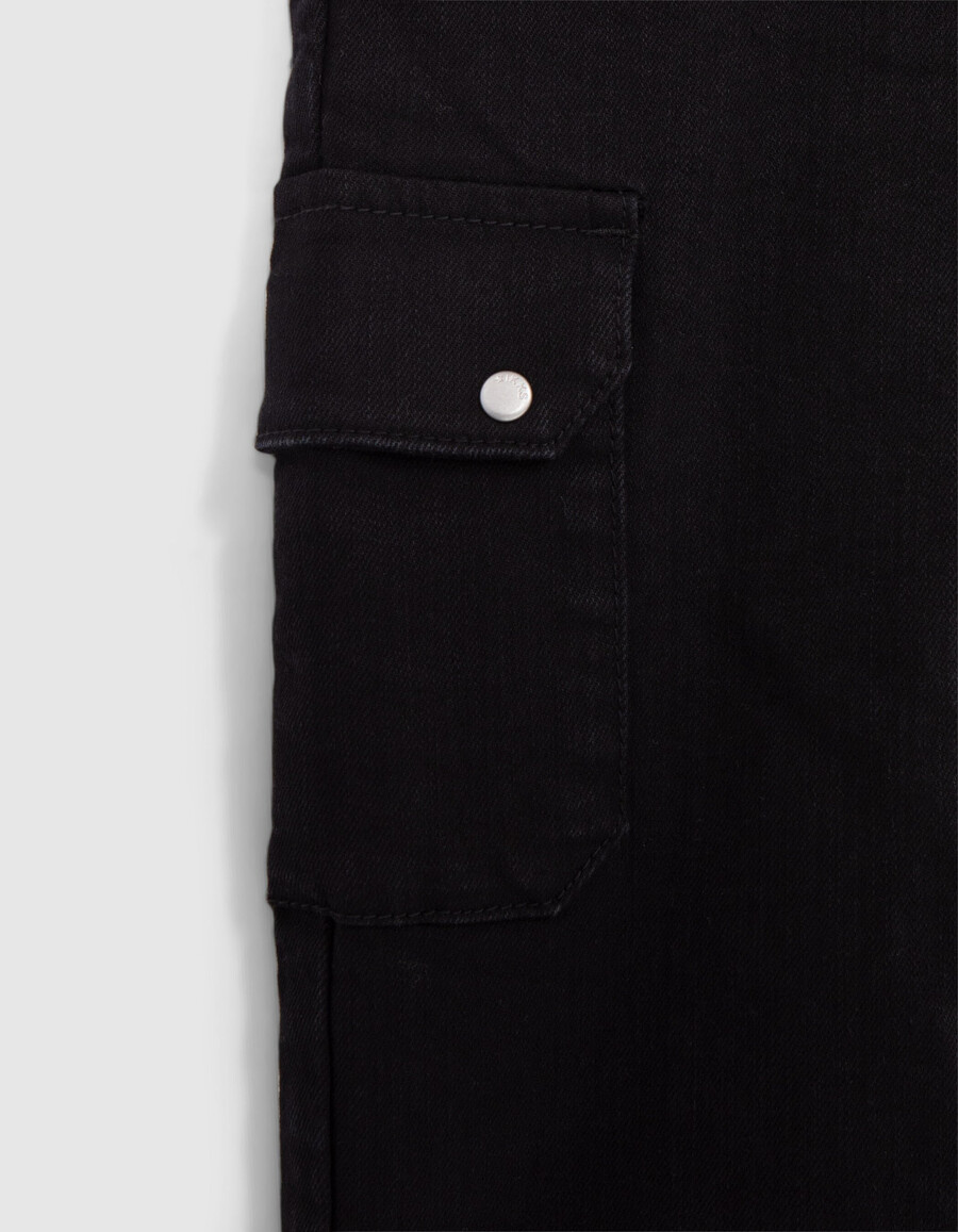 schwarze mit nieten besetzte cargo-jeans für mädchen mit geradem schnitt