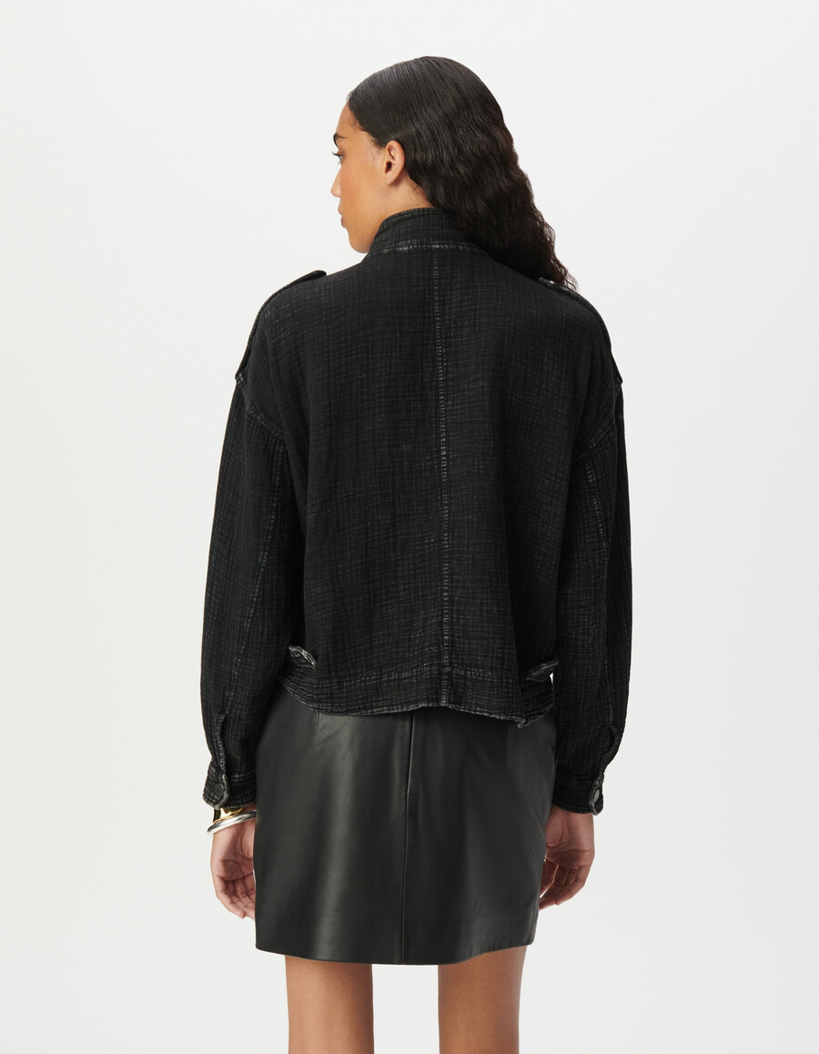 damen-oversize-jacke aus grauer bio-baumwollgaze