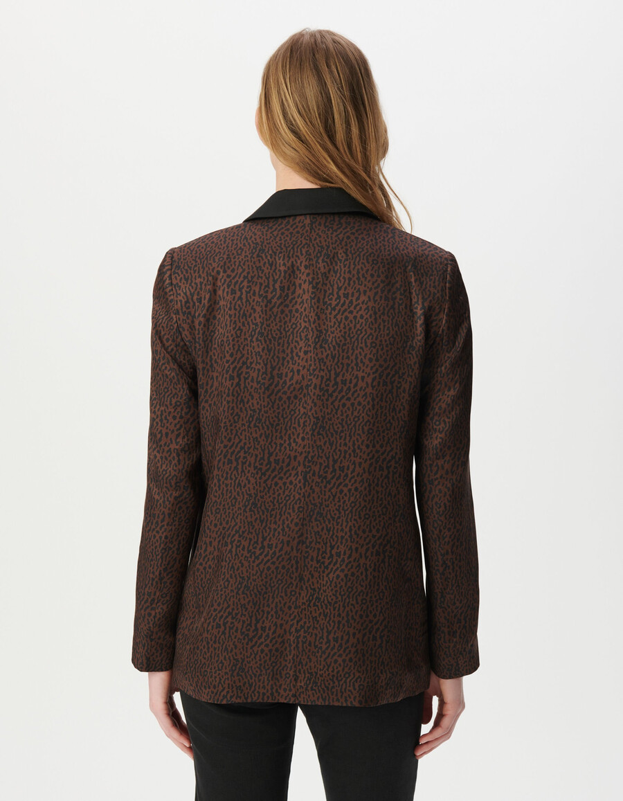 brauner damen-anzugsblazer mit leopardenmuster