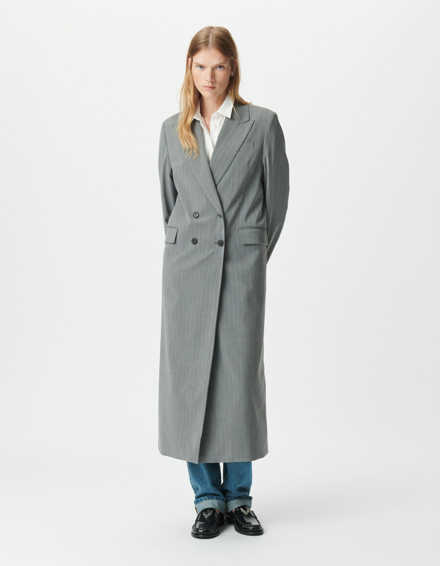grauer gestreifter damen-anzugblazer