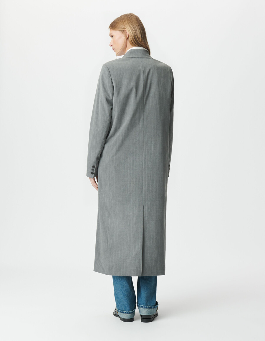 grauer gestreifter damen-anzugblazer