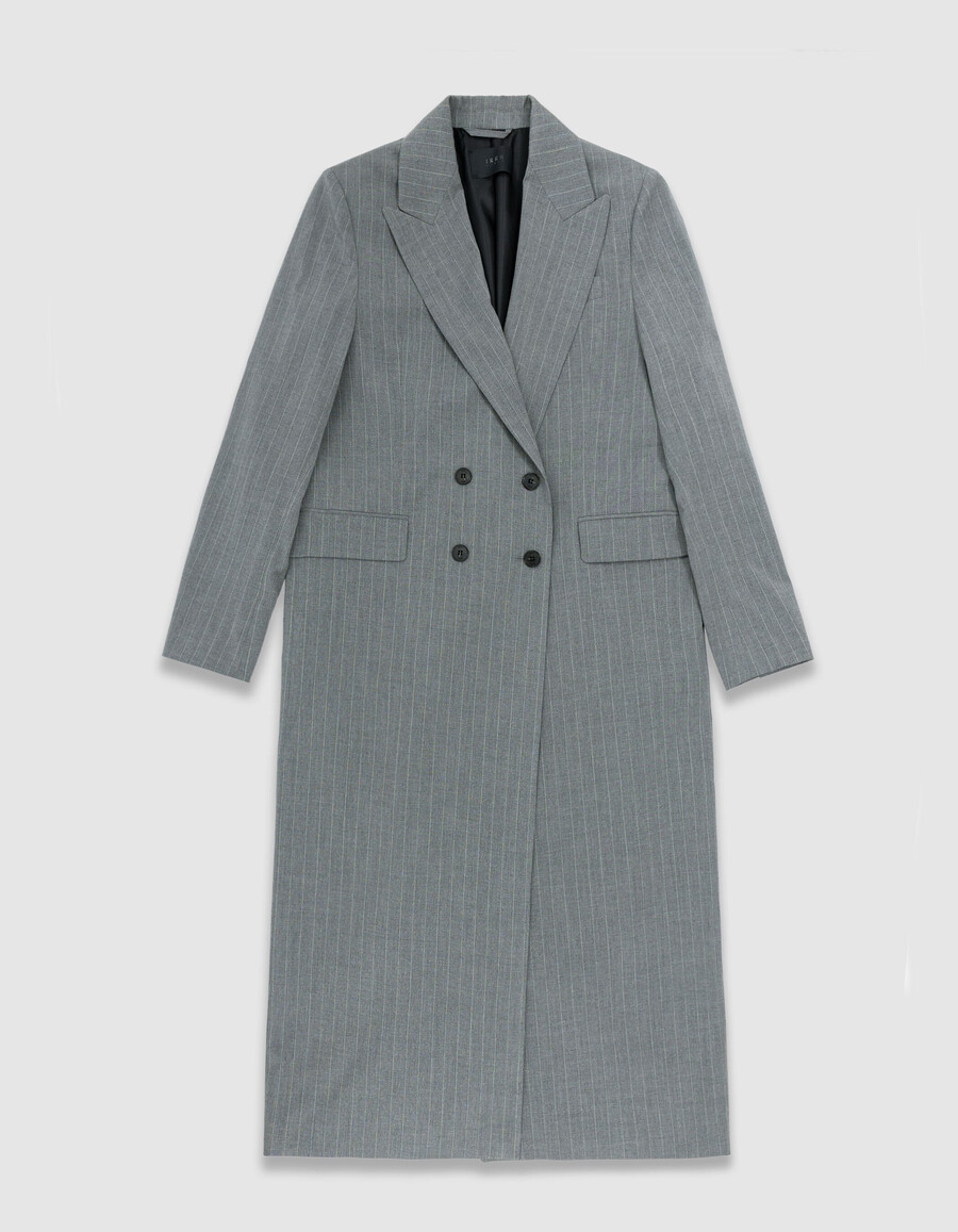 grauer gestreifter damen-anzugblazer