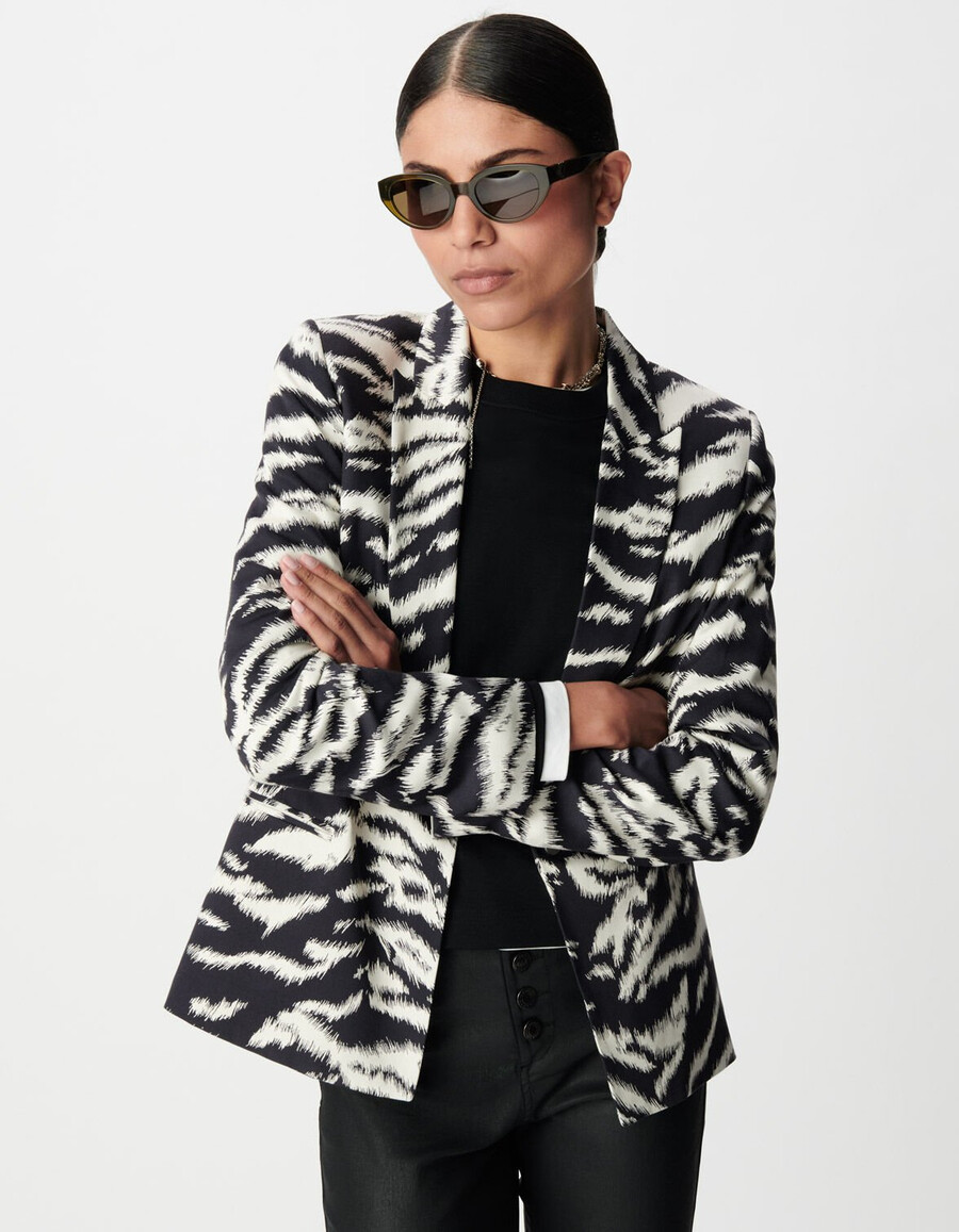 damen-anzugjacke mit schwarzem zebramuster