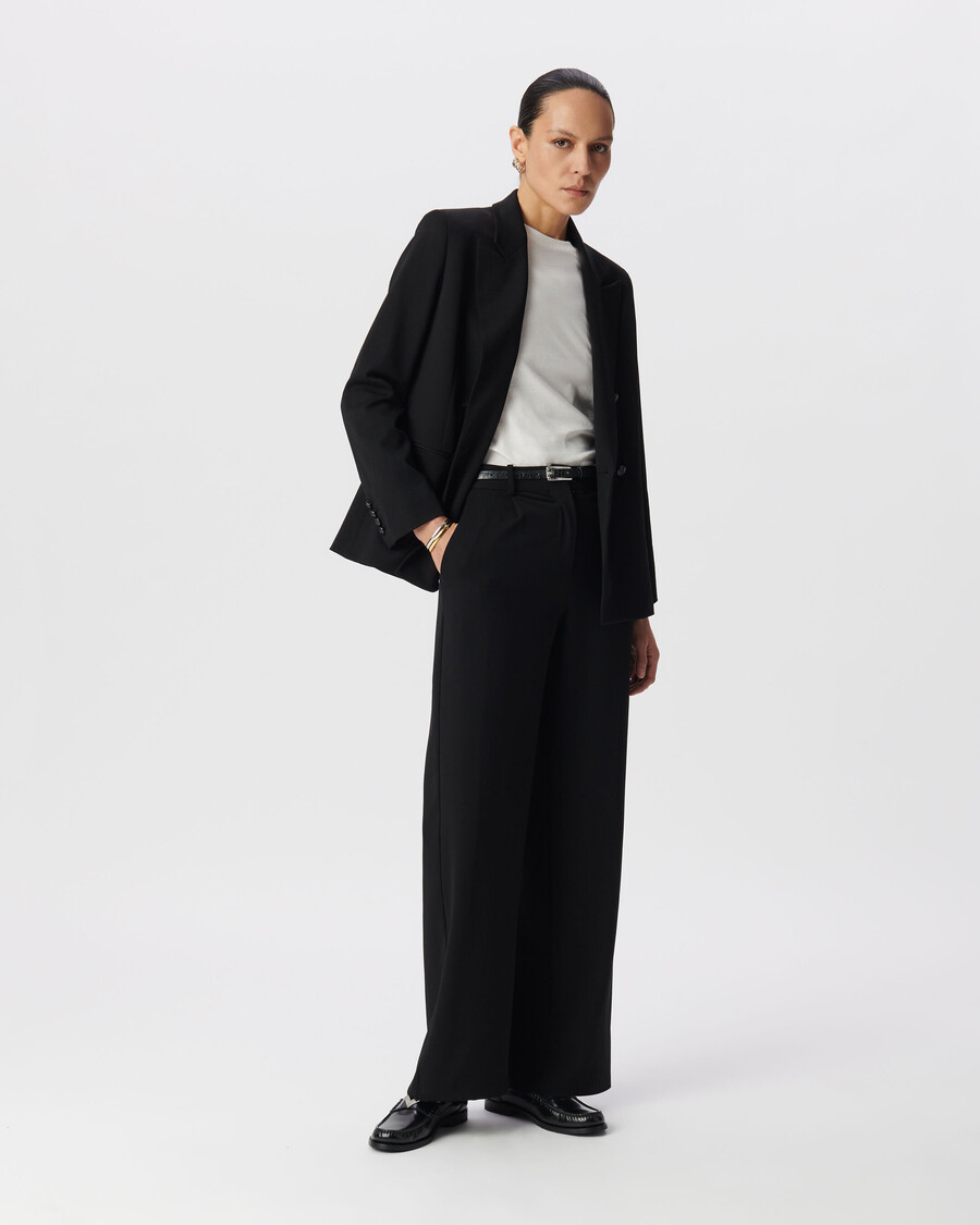 schwarzer oversize-damenanzugsblazer