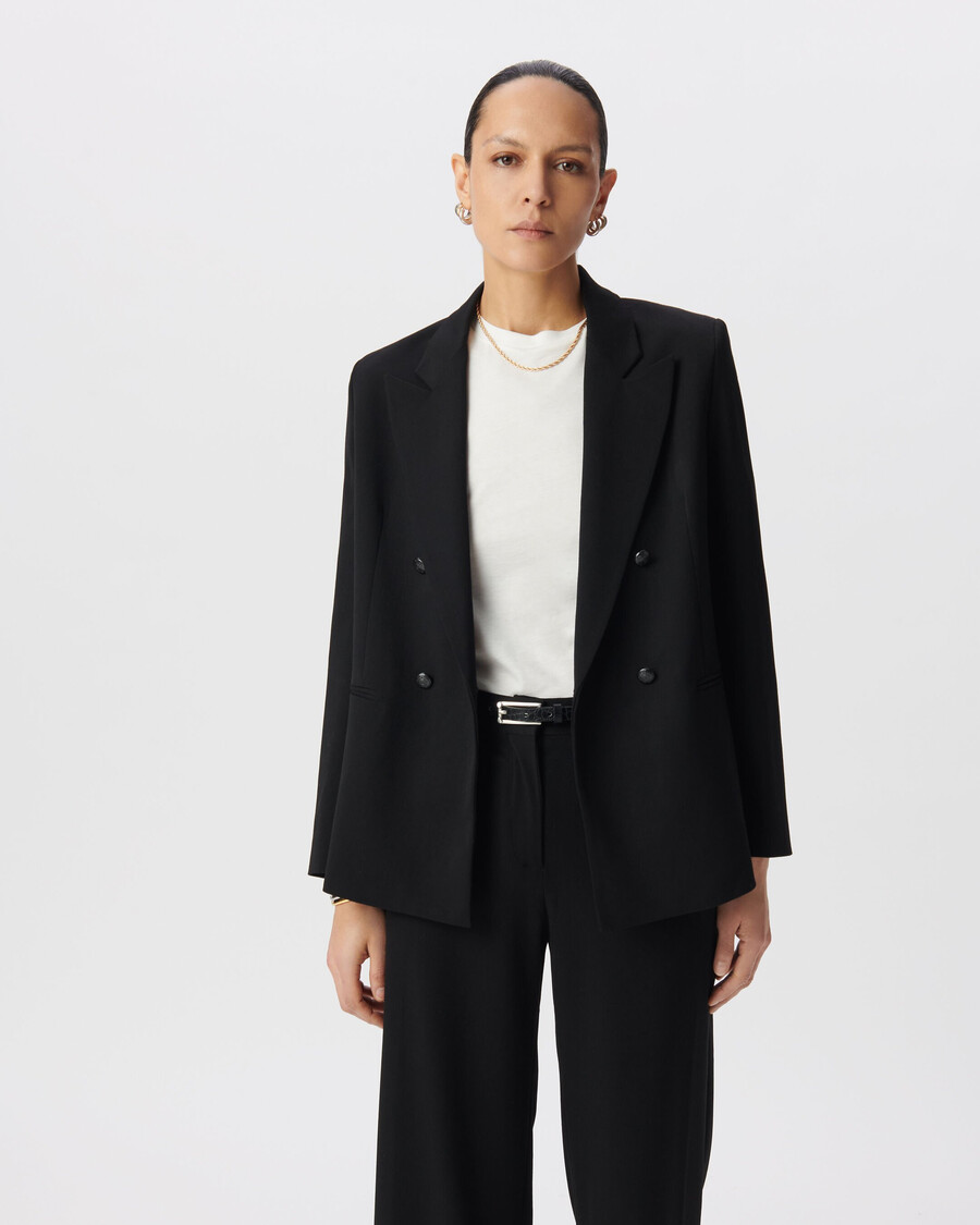 schwarzer oversize-damenanzugsblazer