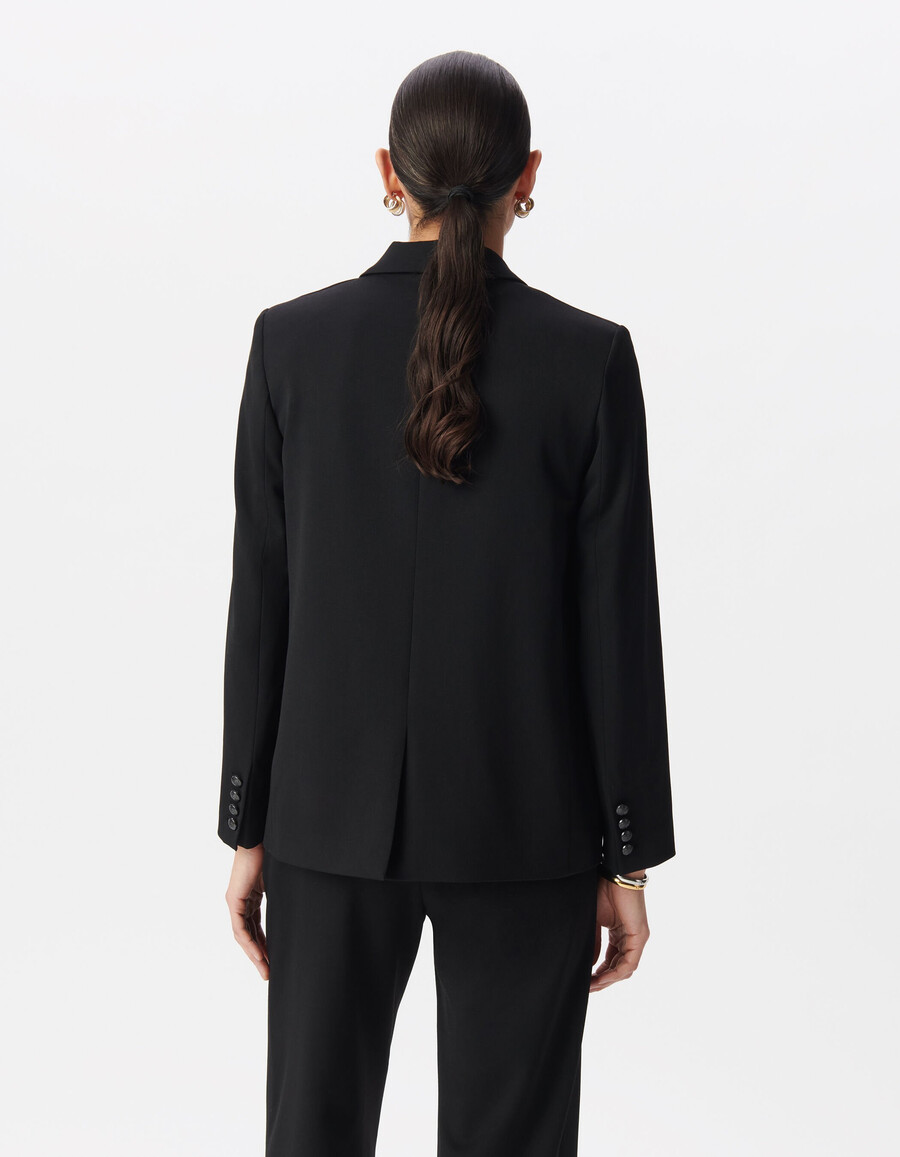 schwarzer oversize-damenanzugsblazer
