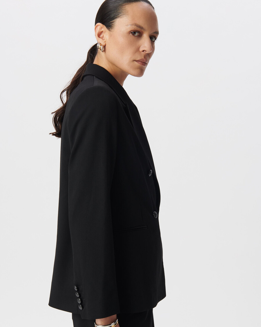 schwarzer oversize-damenanzugsblazer