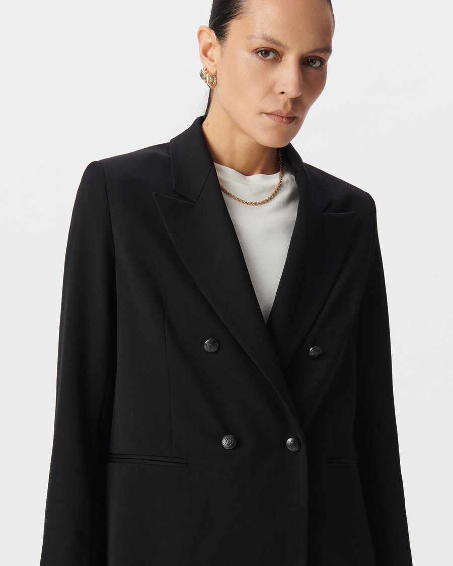 schwarzer oversize-damenanzugsblazer
