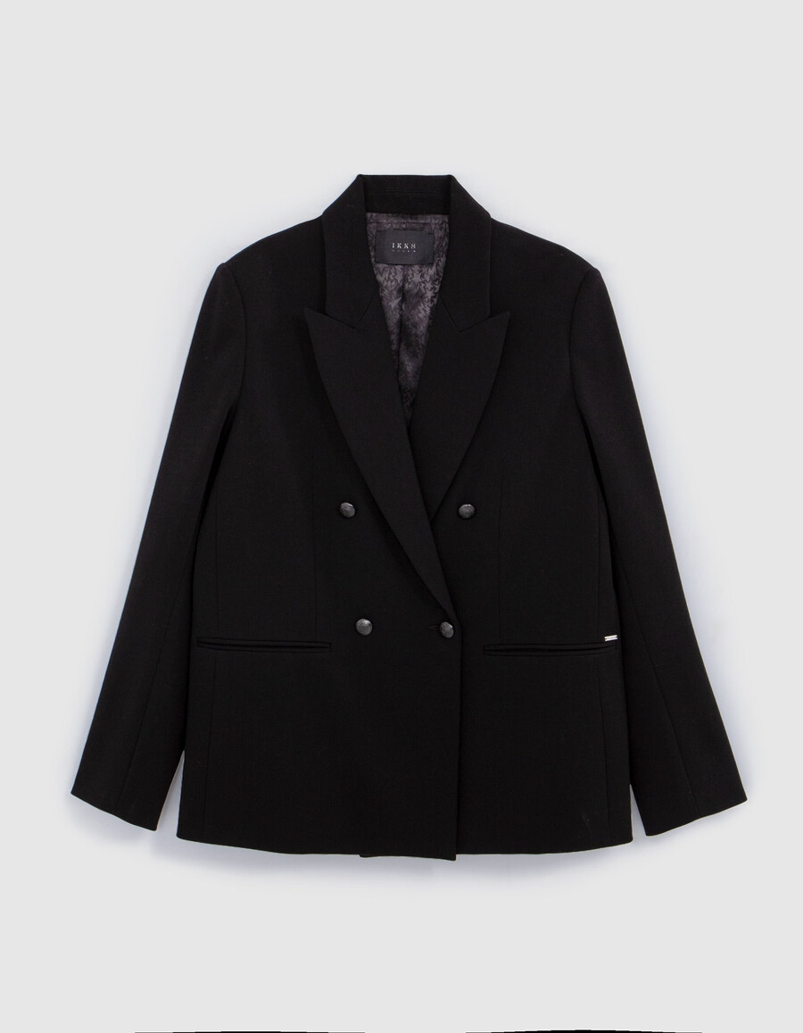 schwarzer oversize-damenanzugsblazer
