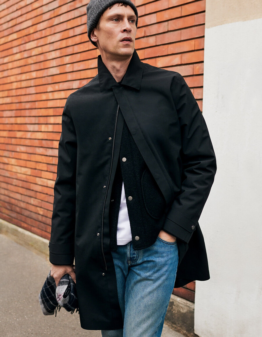 schwarzer 2-in-1-parka für herren