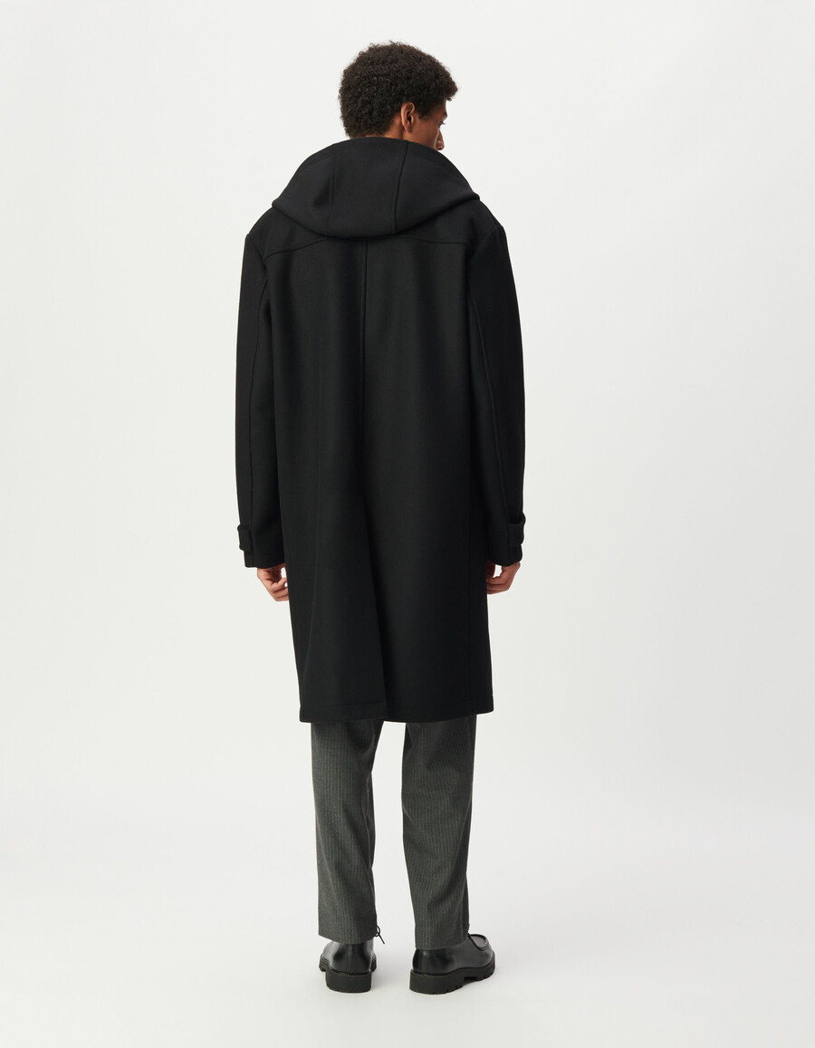 esprit herren-dufflecoat schwarzer wollmantel