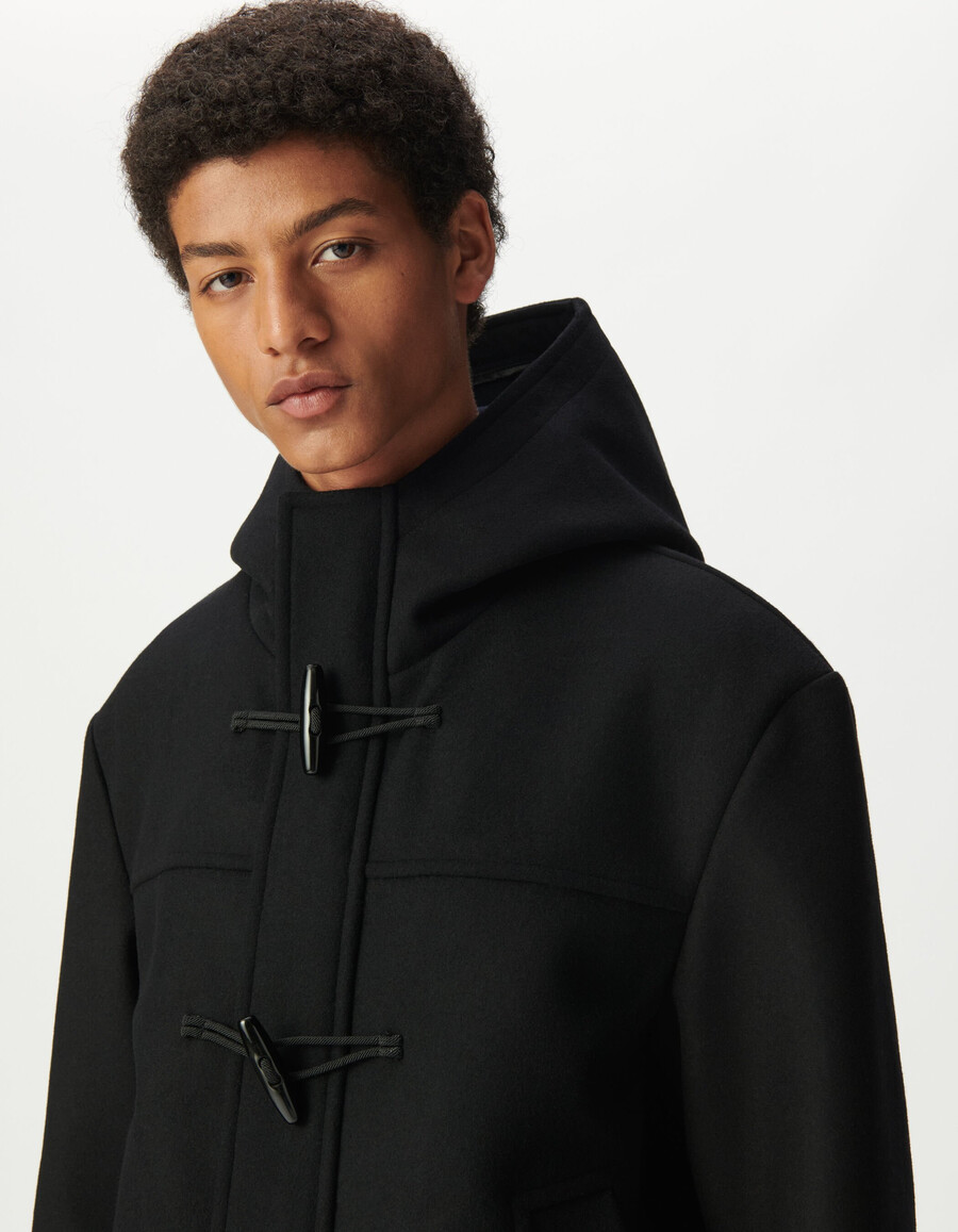 esprit herren-dufflecoat schwarzer wollmantel