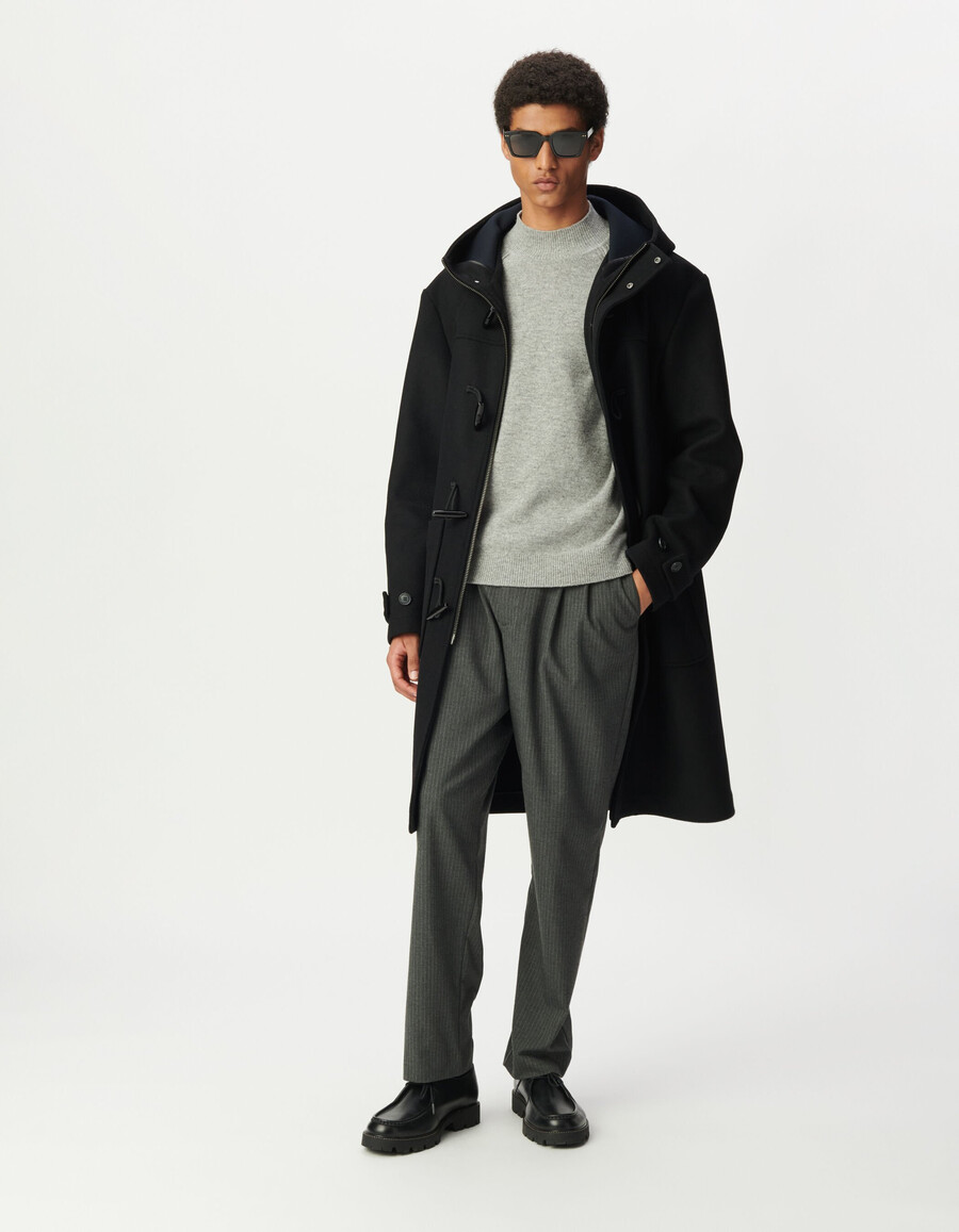 esprit herren-dufflecoat schwarzer wollmantel