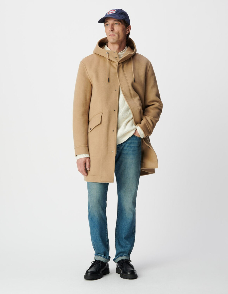 beigefarbener herren-kapuzenmantel esprit dufflecoat