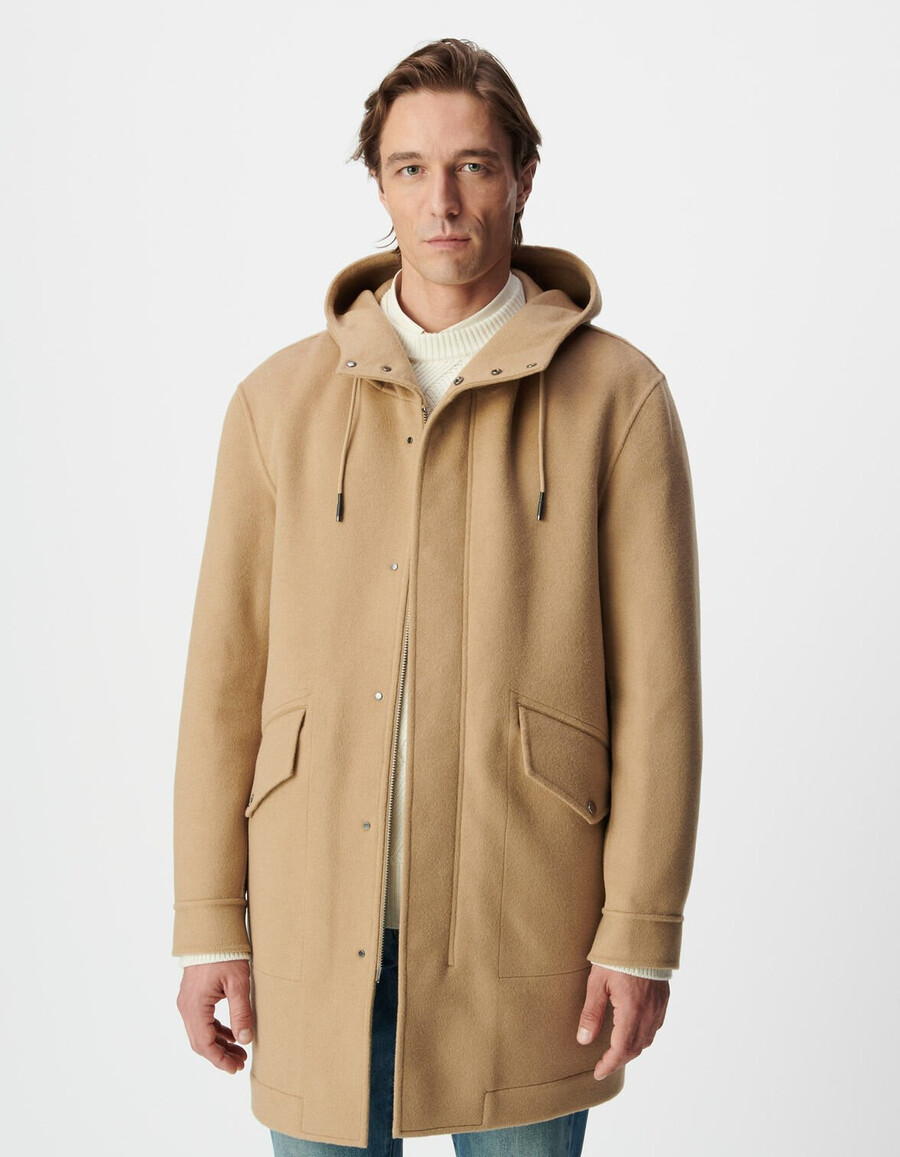 beigefarbener herren-kapuzenmantel esprit dufflecoat
