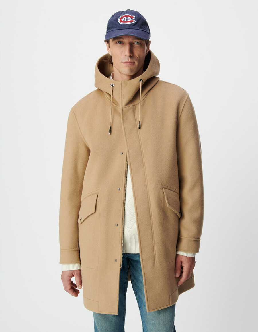 beigefarbener herren-kapuzenmantel esprit dufflecoat