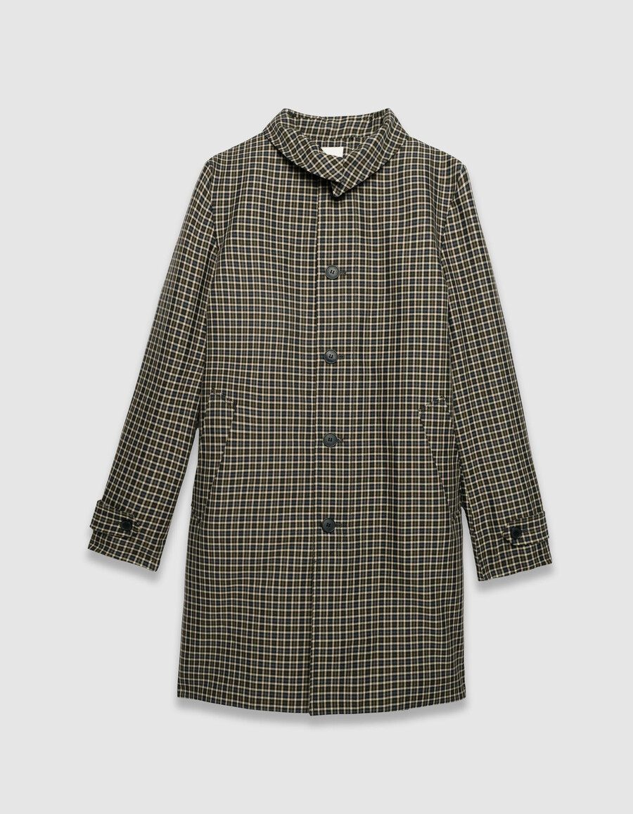 herren-trenchcoat in khaki mit karomuster