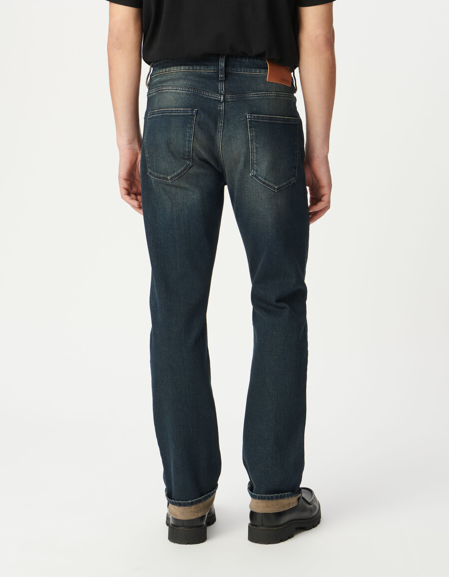 herren-jeans gerade geschnitten dunkelblau serge-stil