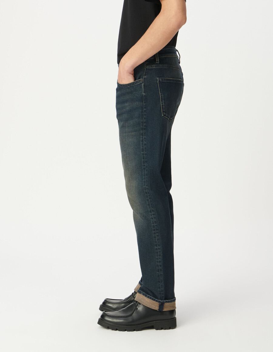 herren-jeans gerade geschnitten dunkelblau serge-stil