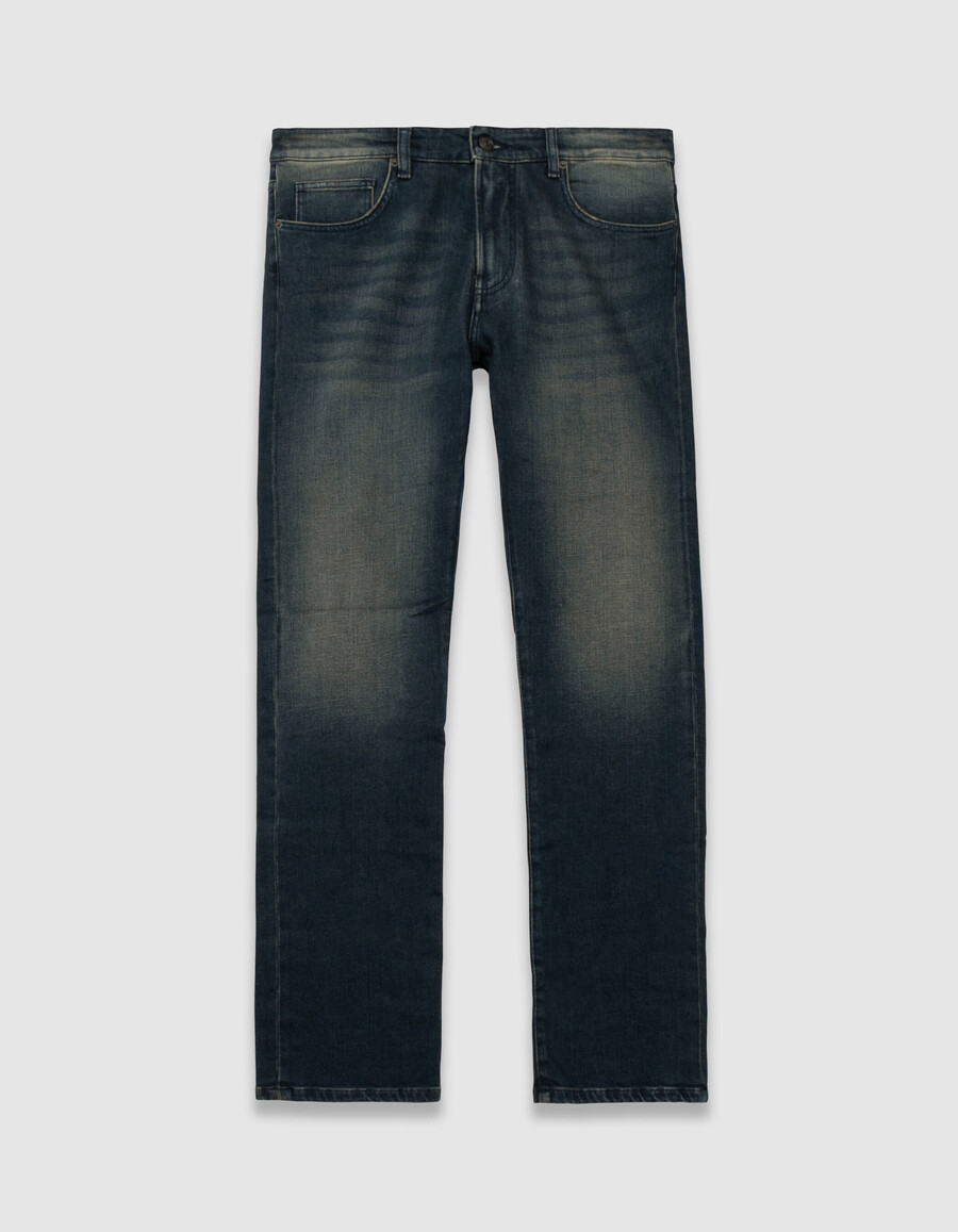 herren-jeans gerade geschnitten dunkelblau serge-stil