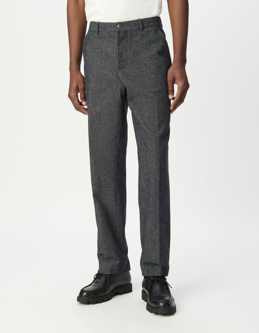 herren-jeans aus marineblauem halb-einfarbigem canvas reguläre passform