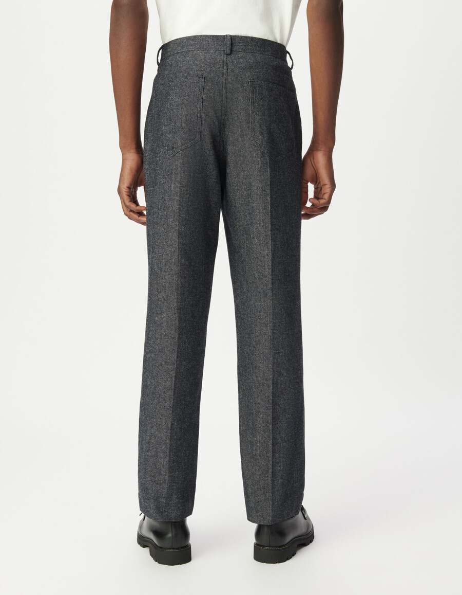 herren-jeans aus marineblauem halb-einfarbigem canvas reguläre passform