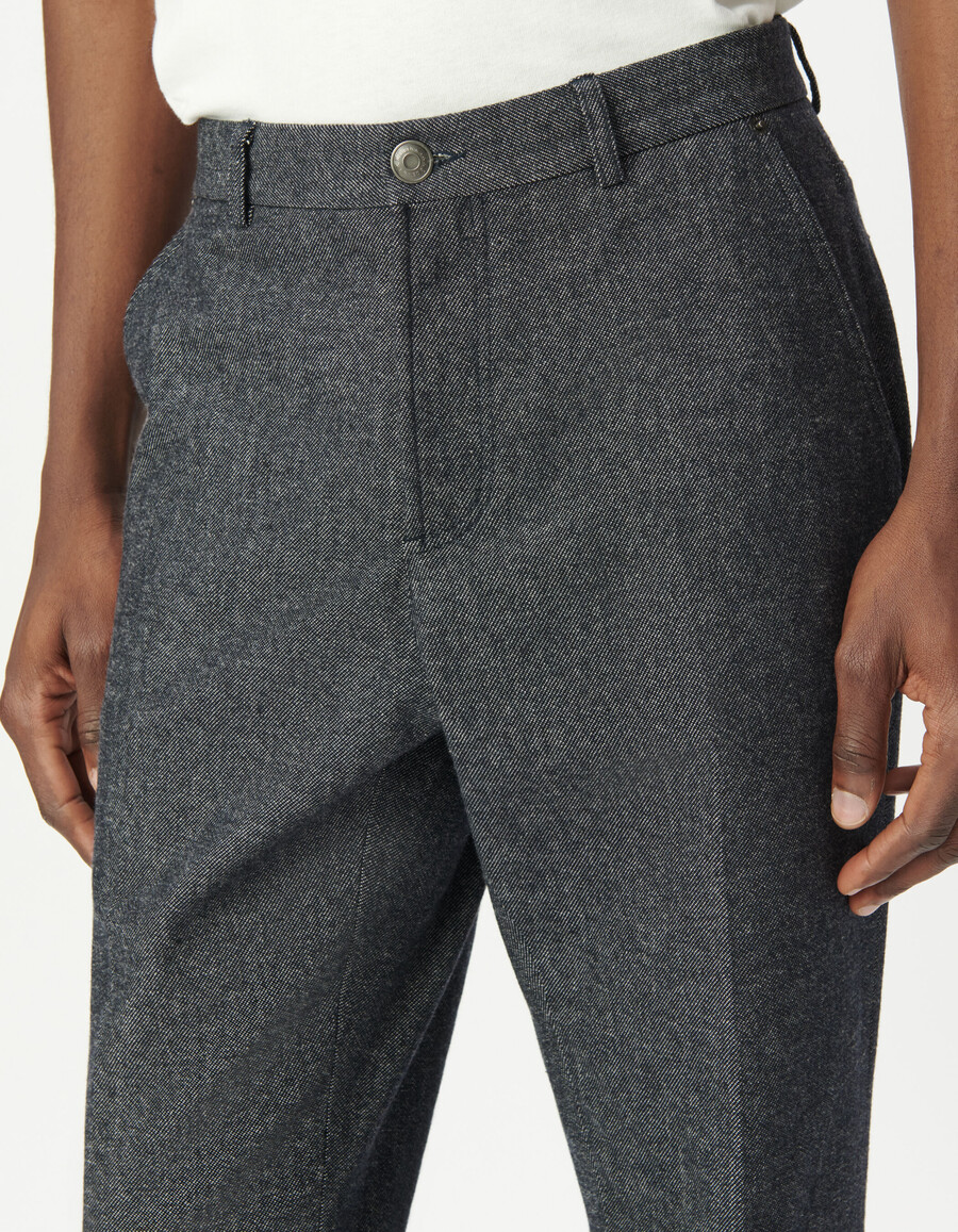 herren-jeans aus marineblauem halb-einfarbigem canvas reguläre passform