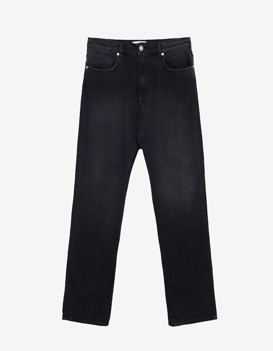 graue serge straight herrenjeans