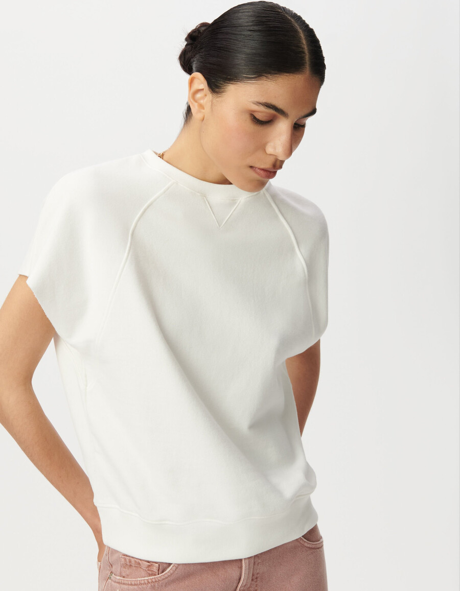 weißes ärmelloses oversize-sweatshirt für damen