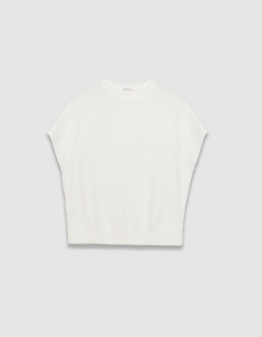 weißes ärmelloses oversize-sweatshirt für damen