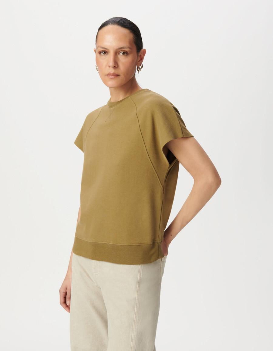 ärmelloses sweatshirt in olivgrün oversize