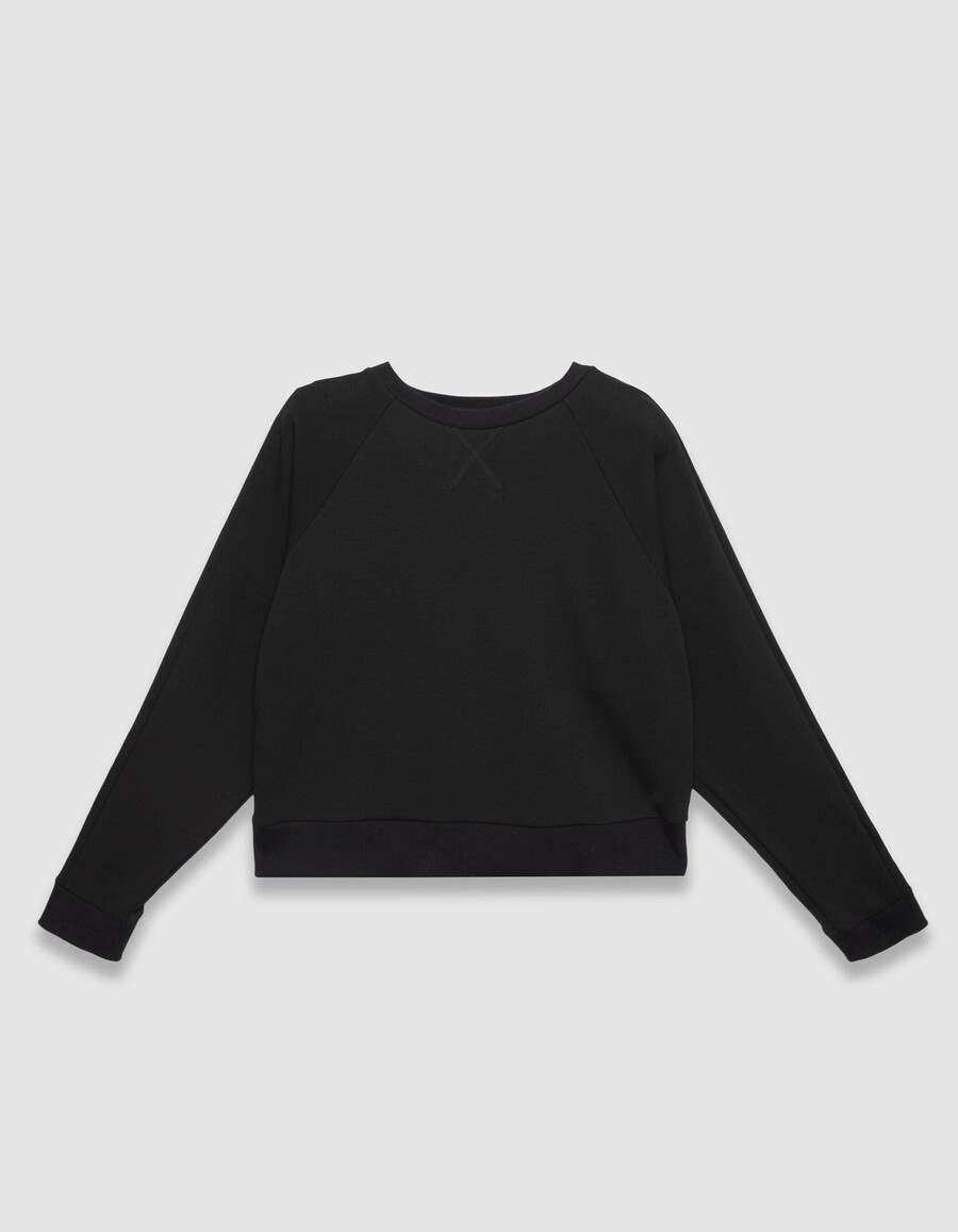 schwarzes oversize-sweatshirt für damen mit bändern an den ärmeln