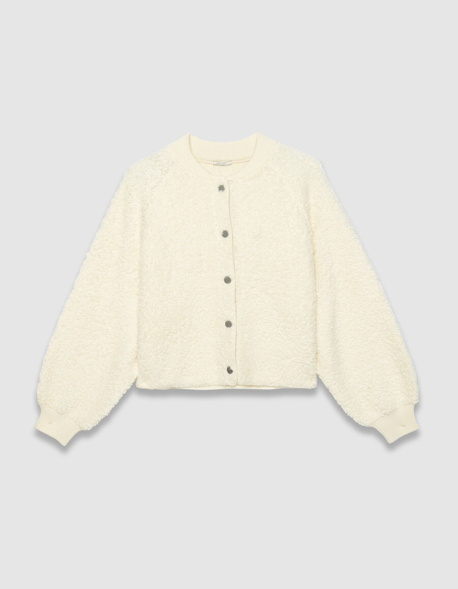 weißer bouclète-strickcardigan für damen