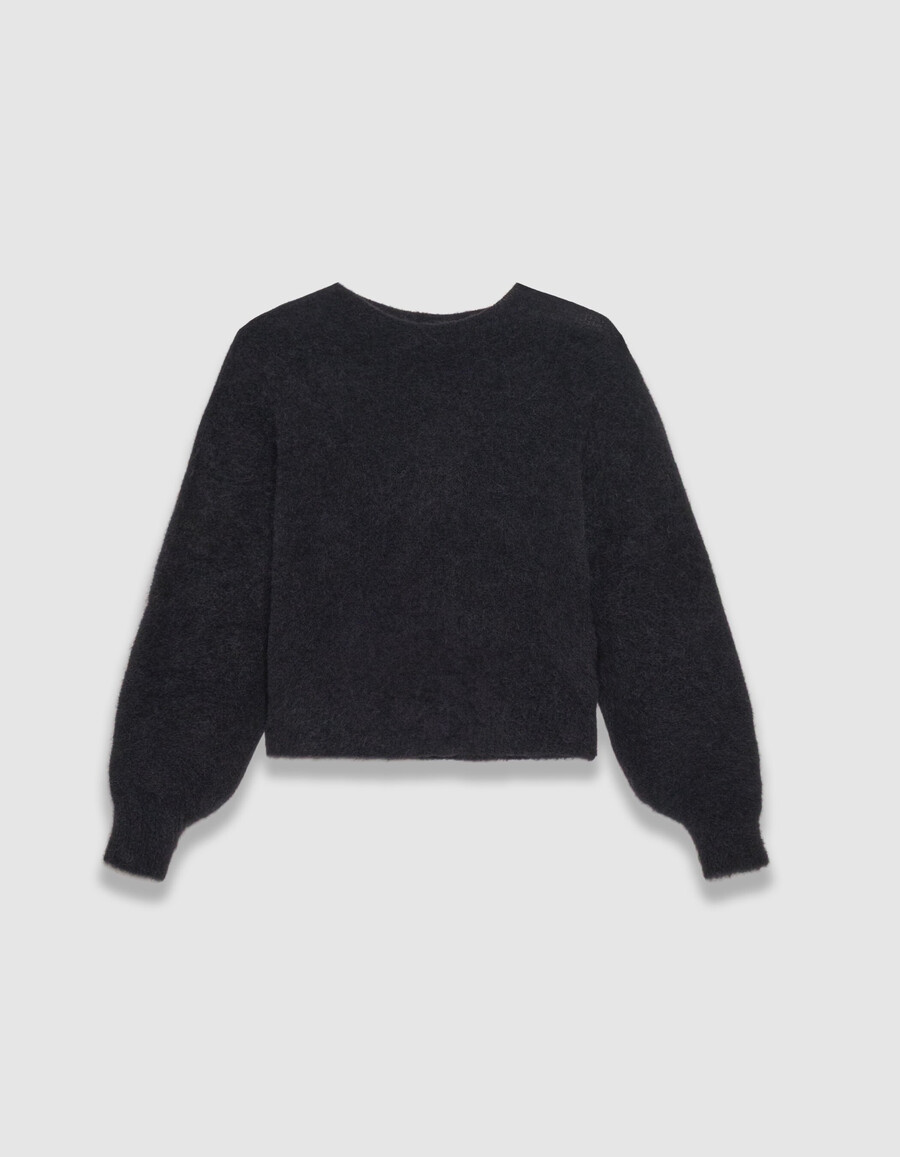schwarzer damenstrickpullover mit fledermausärmeln