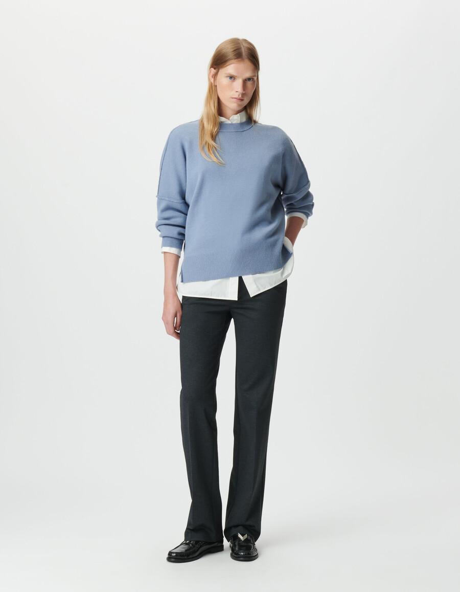 damen-strickpullover in blau kurz und übergroß