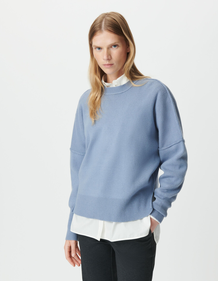damen-strickpullover in blau kurz und übergroß