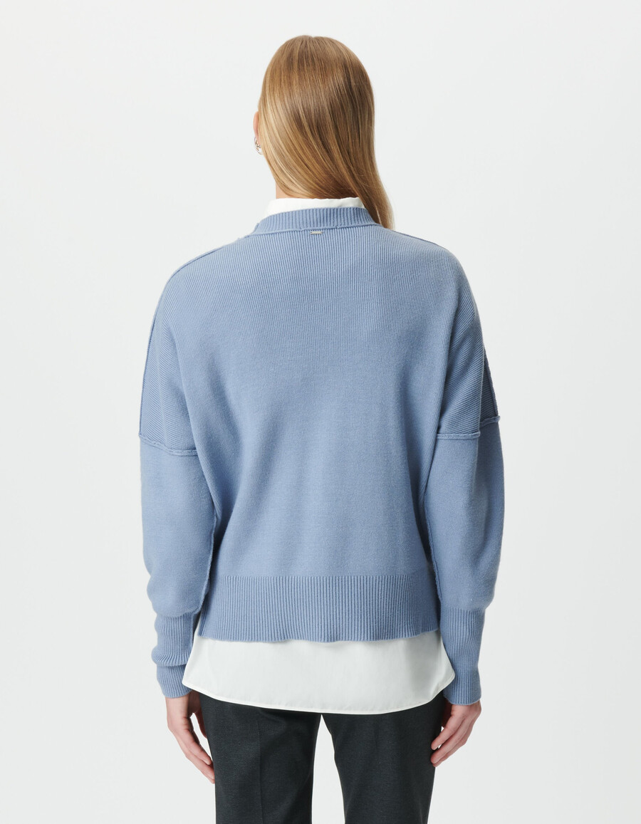 damen-strickpullover in blau kurz und übergroß