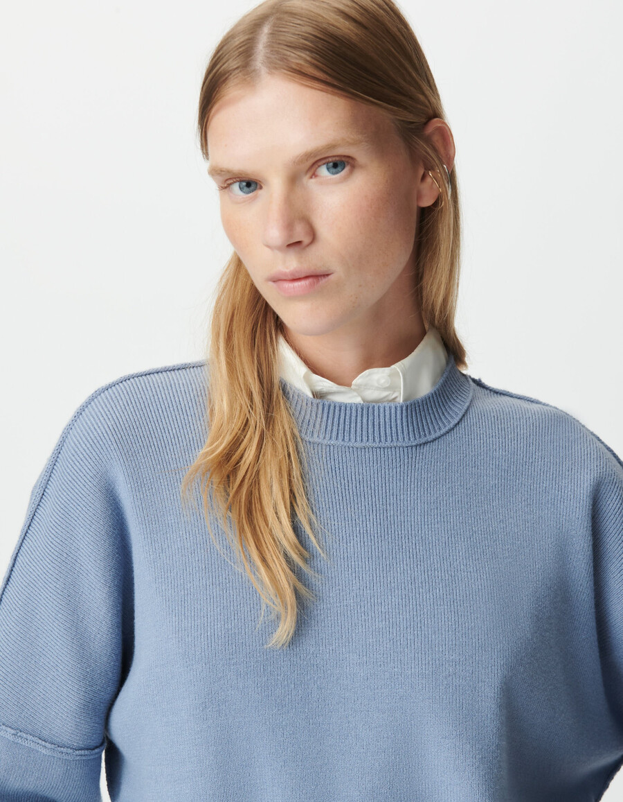 damen-strickpullover in blau kurz und übergroß