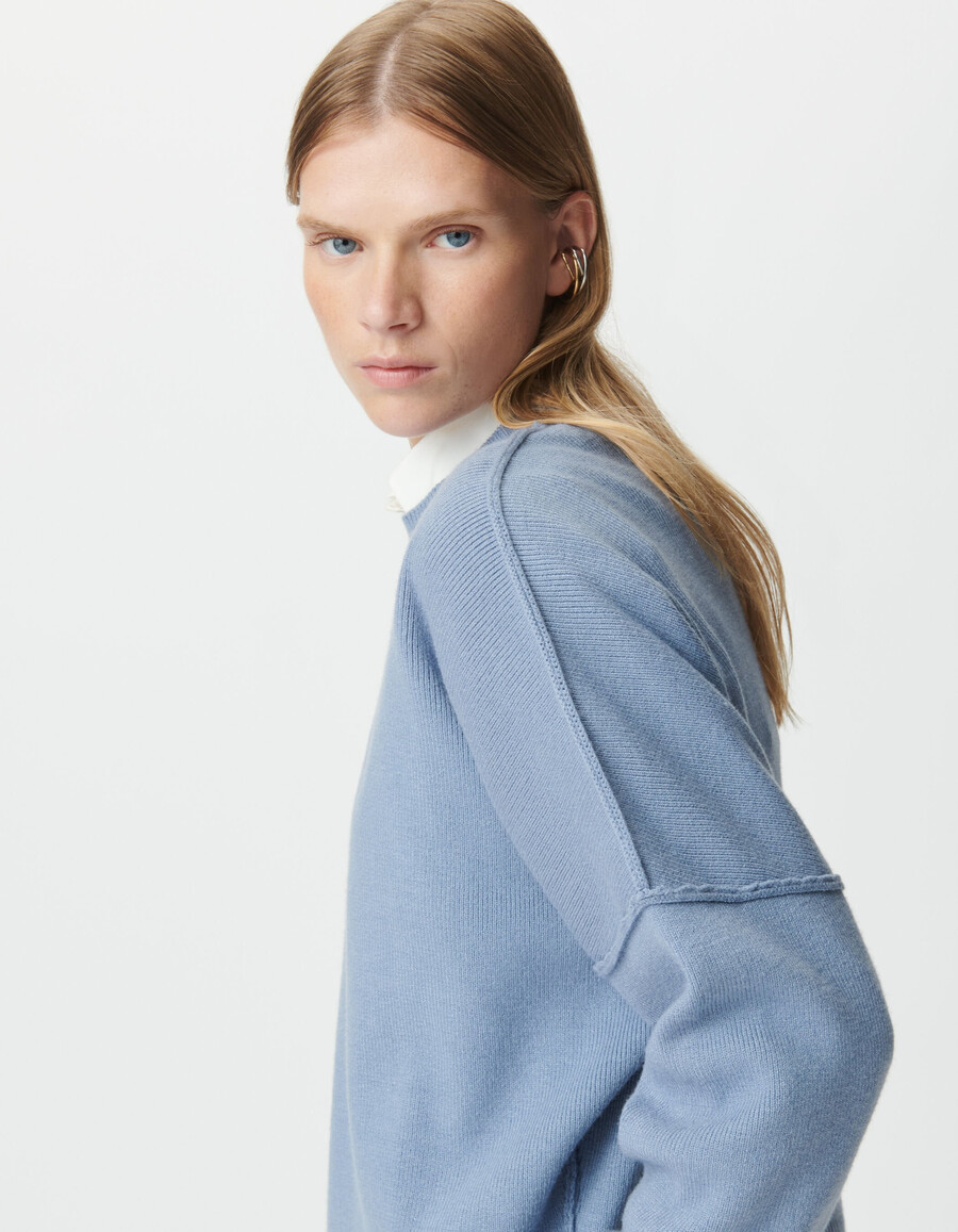 damen-strickpullover in blau kurz und übergroß