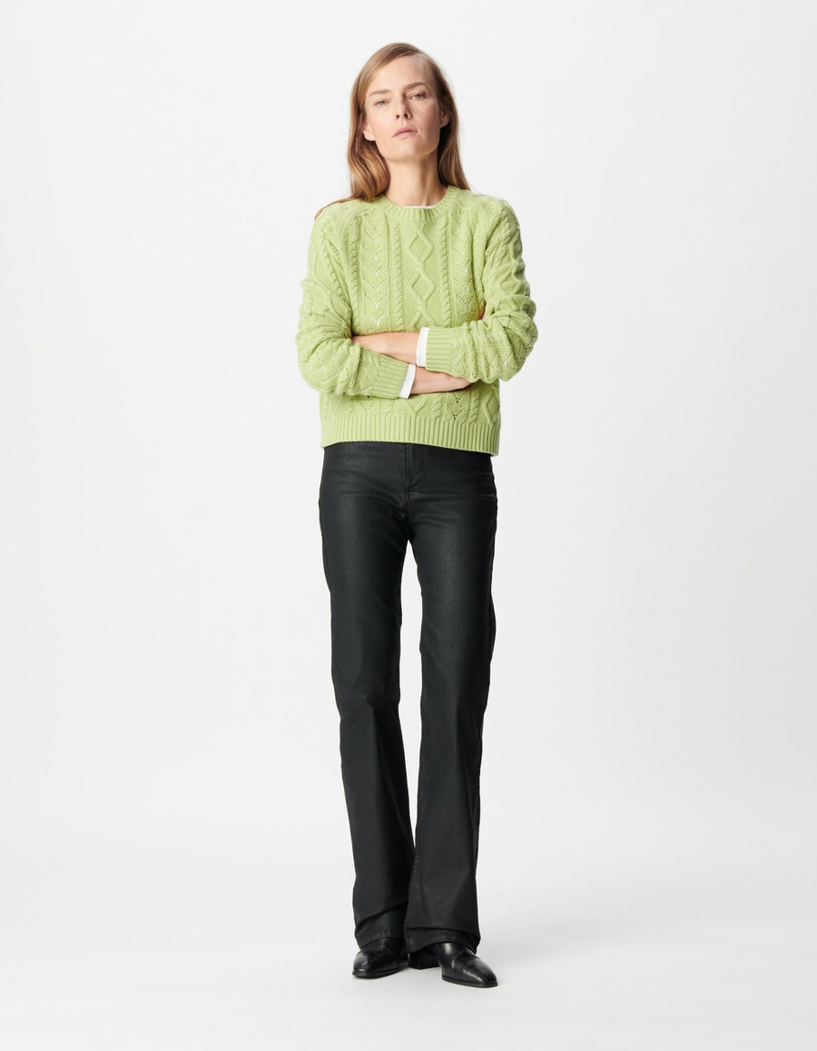 damen-zopfstrickpullover aus merinowolle mit rundhalsausschnitt