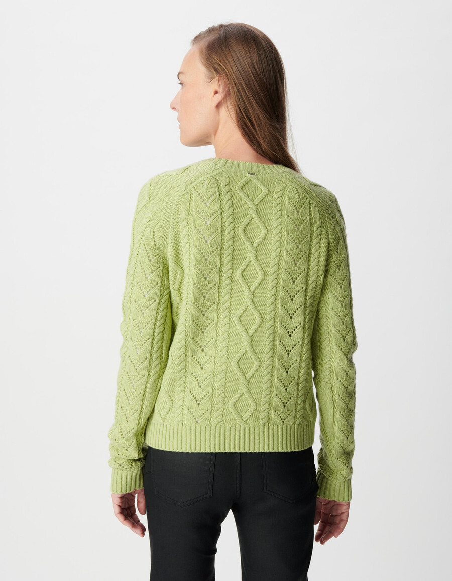 damen-zopfstrickpullover aus merinowolle mit rundhalsausschnitt