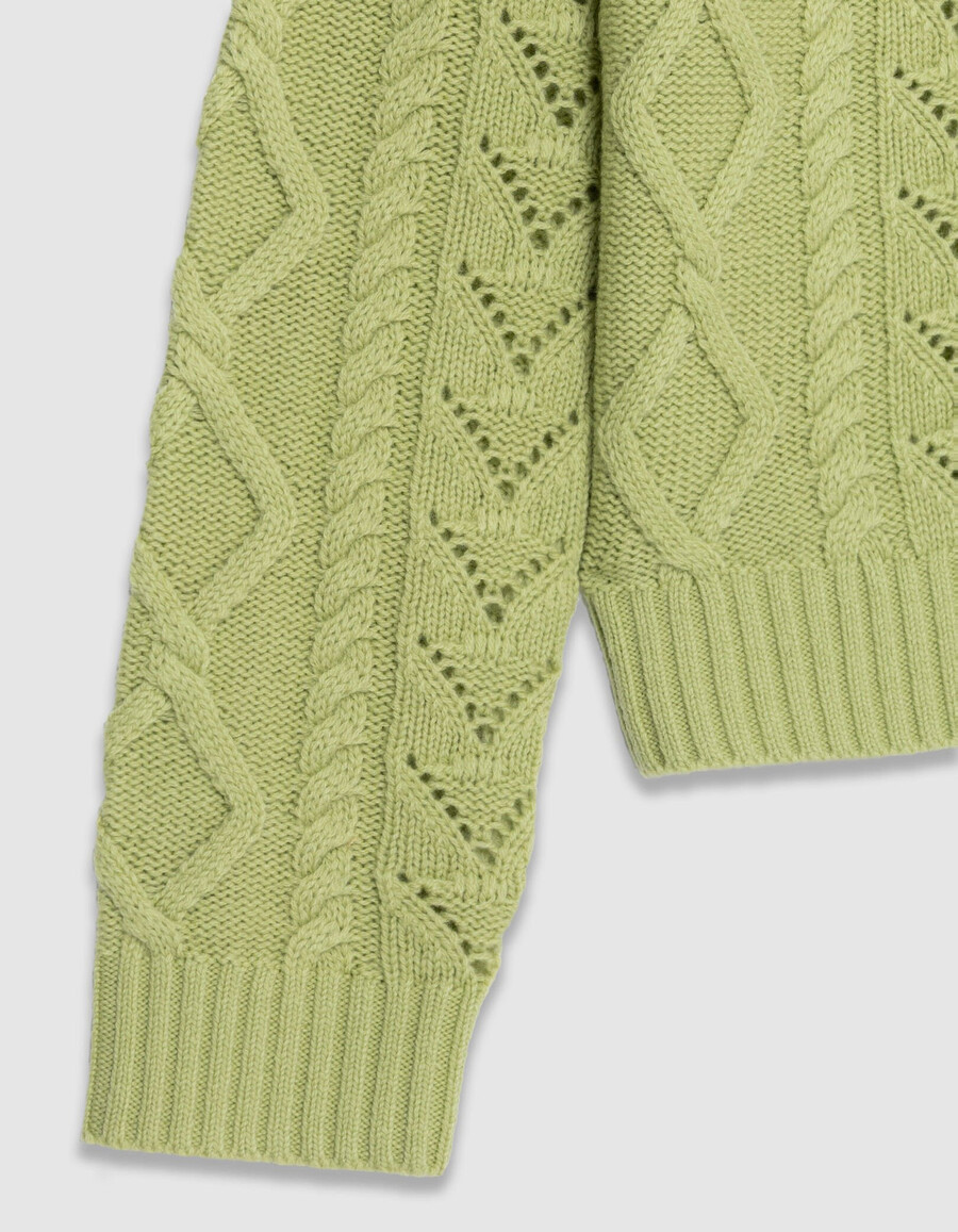 damen-zopfstrickpullover aus merinowolle mit rundhalsausschnitt